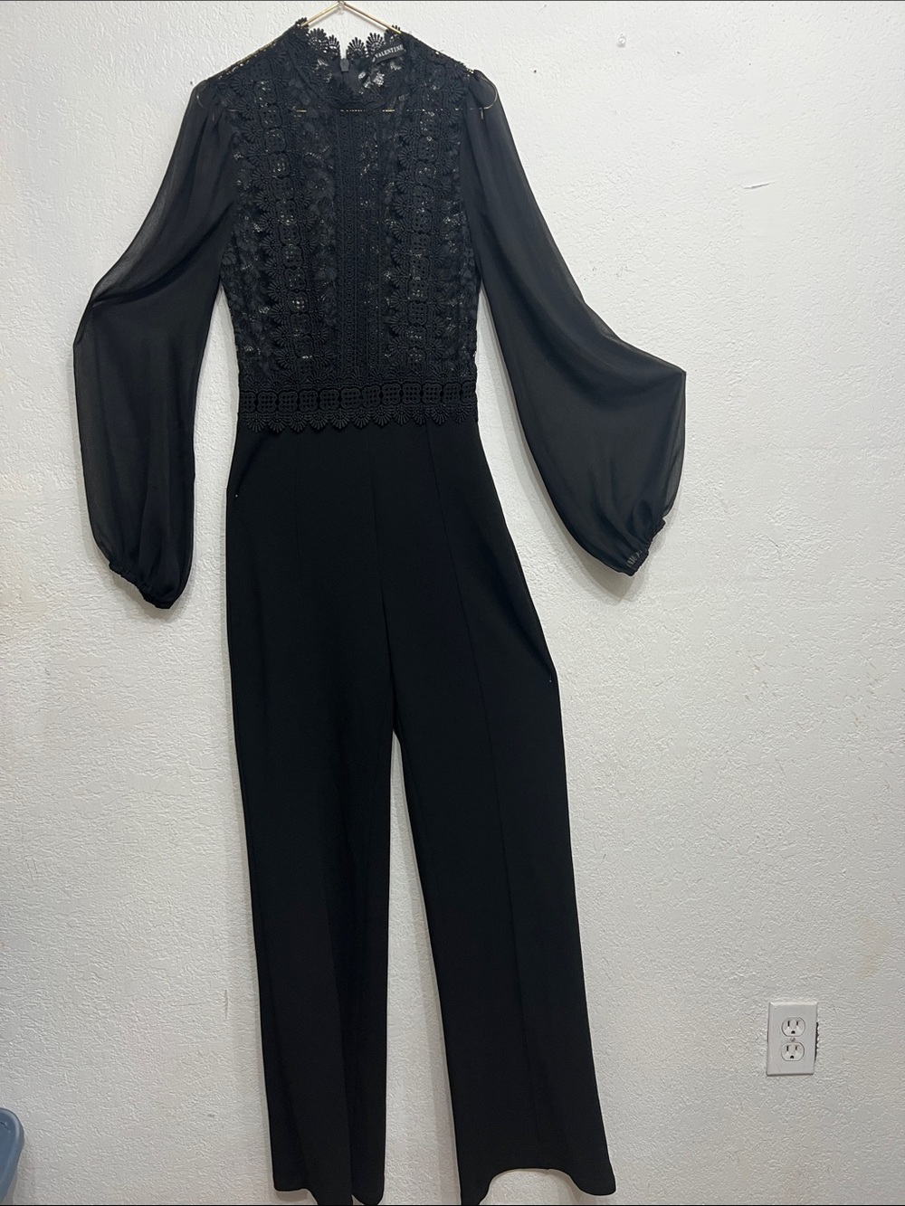 Valentin  Black Lace Crochet Bodice Jumpsuit